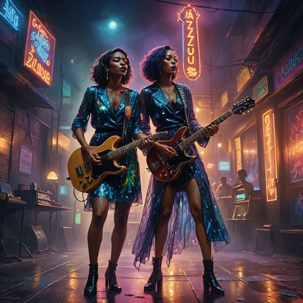 Lady Blues Singer Performing in Mystical Jazz Club