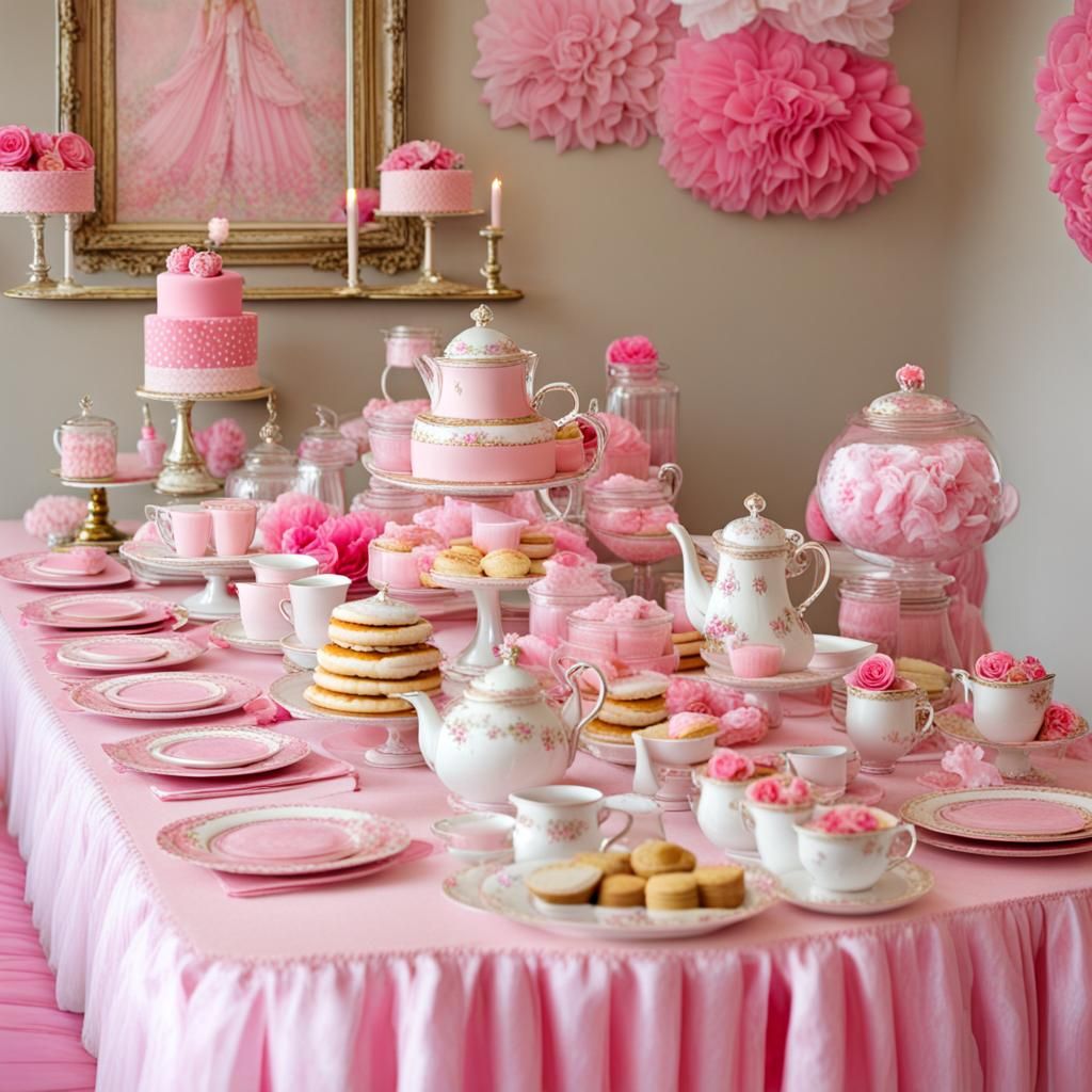 Elegant Pink Princess Tea Party Scene