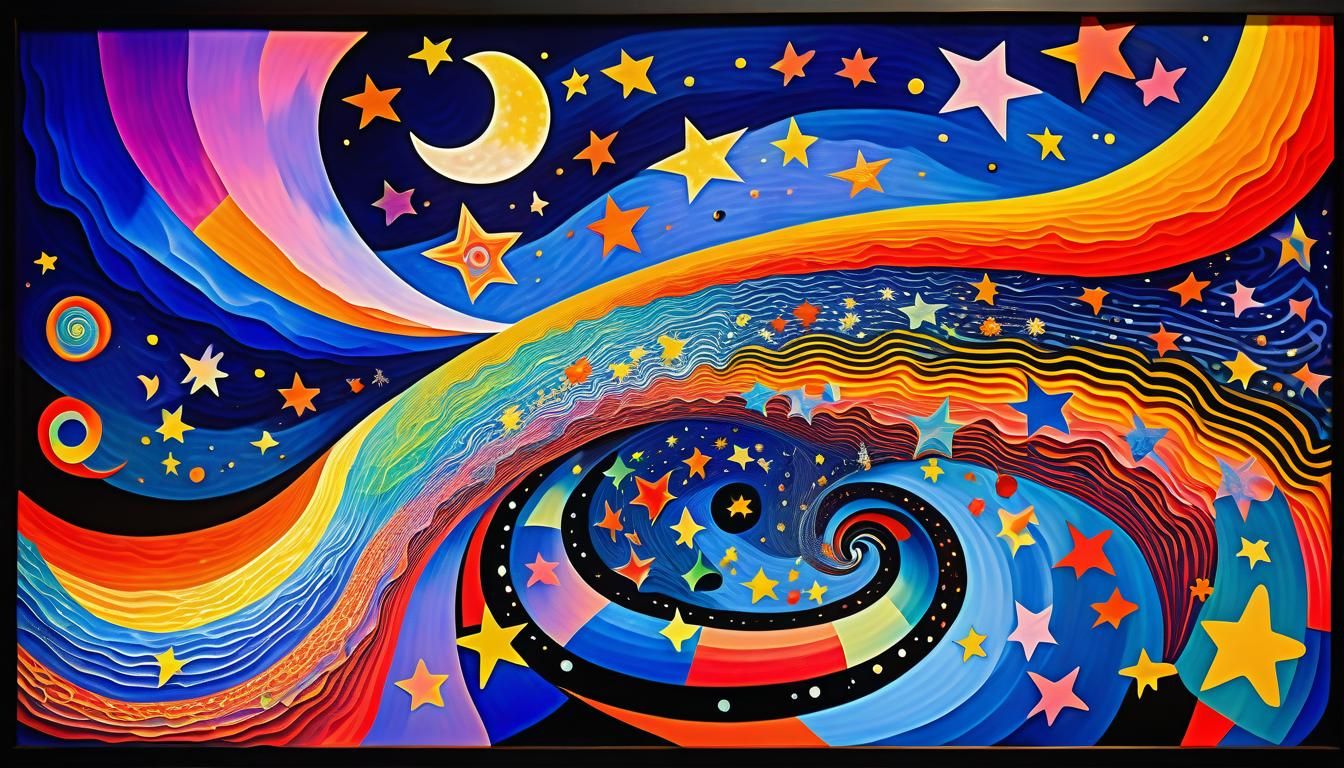 Psychedelic Stars in Abstract Expressionist Style