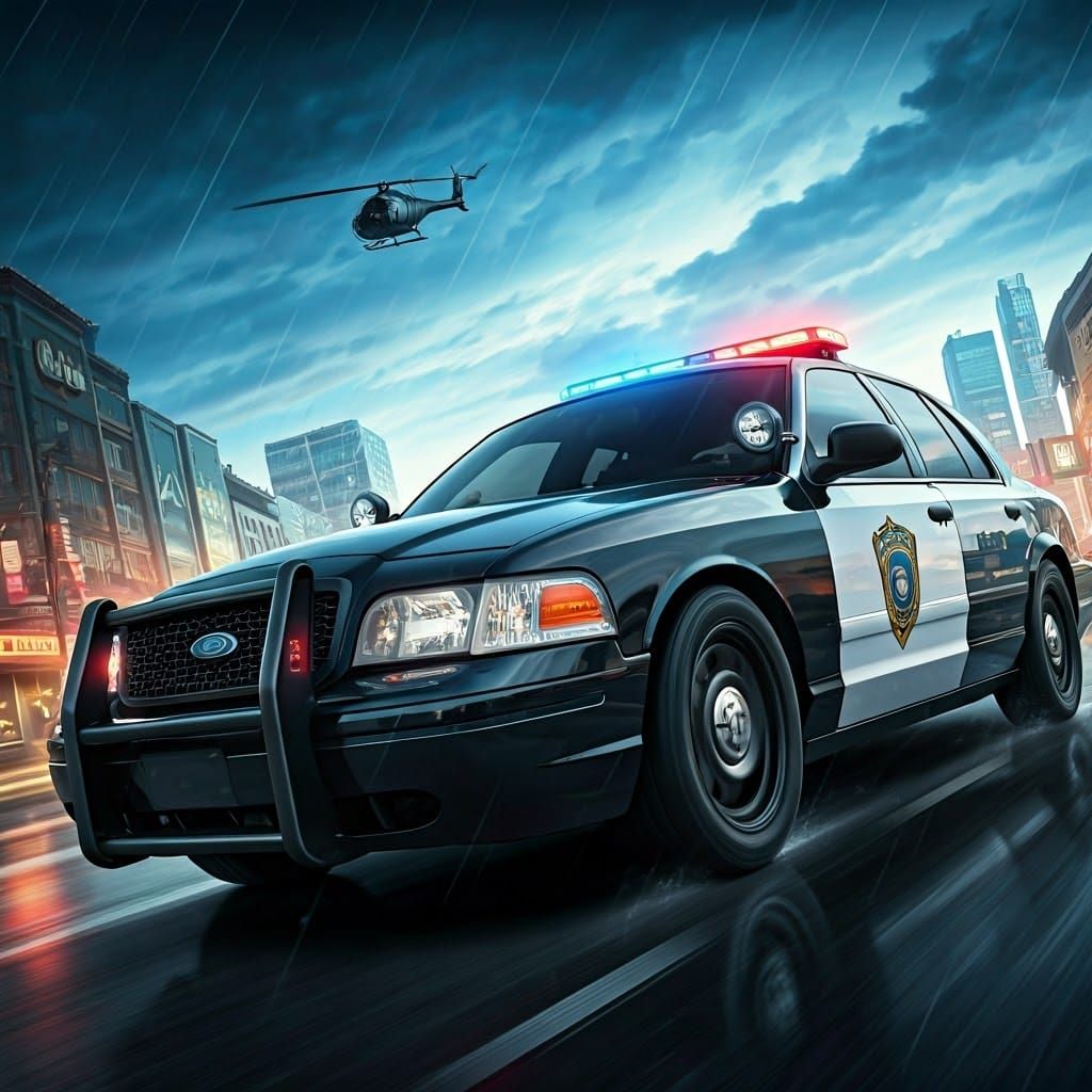 Police Interceptor in Dynamic Comic Book Style