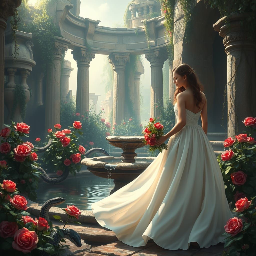 Secret Garden: Roses and Snakes in Ancient Ruins