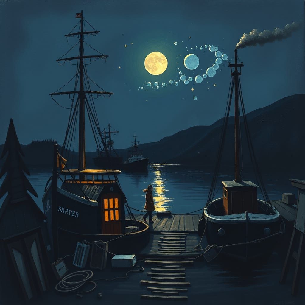 Enigmatic Figure Embarks on Whimsical Midnight Voyage
