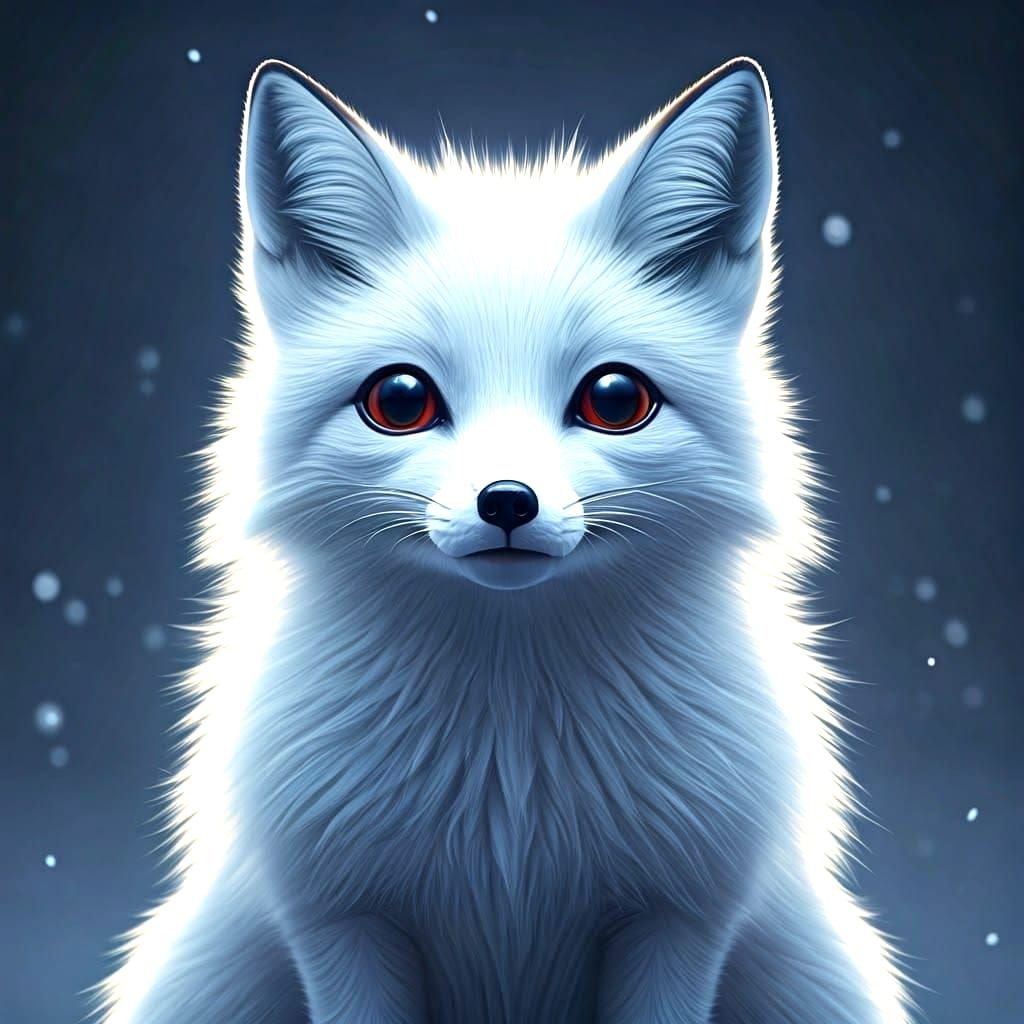 Whimsical White Fox in Snowy Wonderland