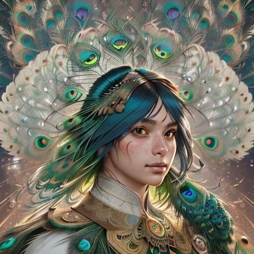 Peacock Cockroach Portrait in Hyperdetailed Digital Art