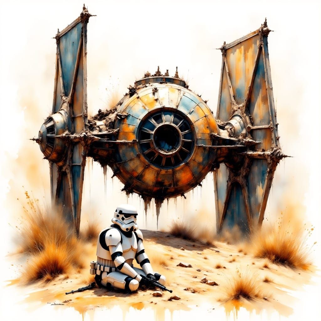 Stormtrooper in the Desert: Hyperrealistic T-Shirt Design