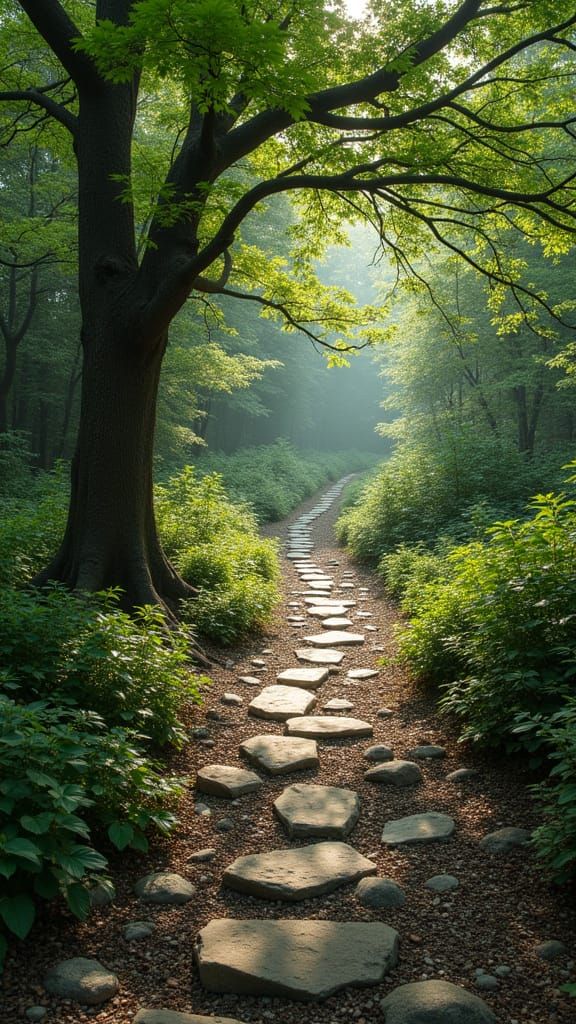 A Serene Forest Path in Earthy Tones