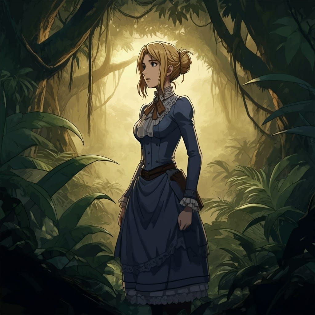 Victorian Jungle Explorer in Anime Style