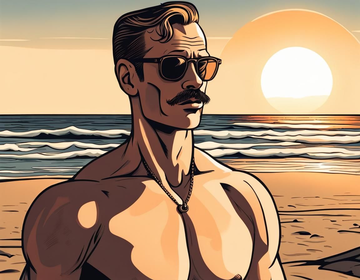 Nude Man at Sunrise: Sensual Portrait