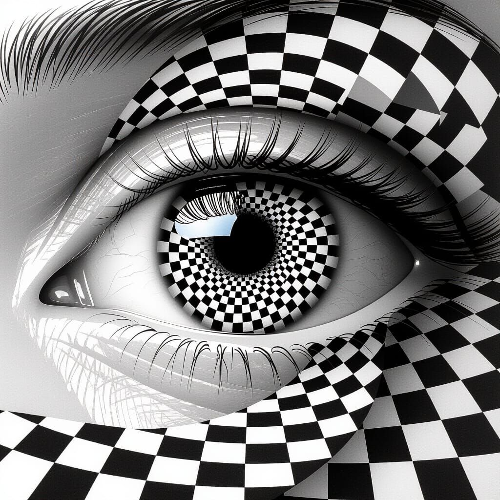 Hyperrealistic Eye with Escher Staircase Iris