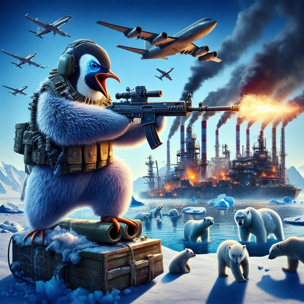 Penguin Tank Commander in Antarctica: Splash Art