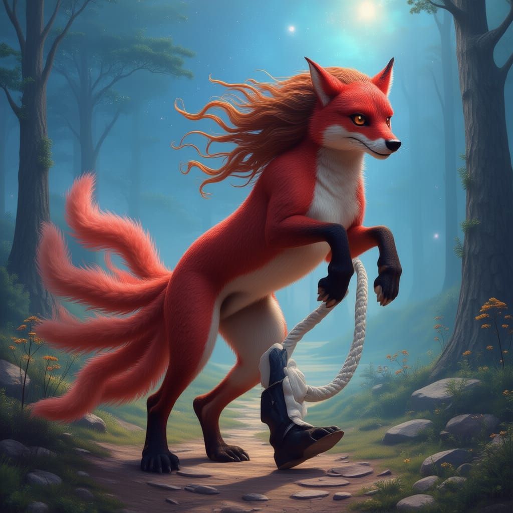 Therian Fox Masked Jumper in Astral Forest Illustration