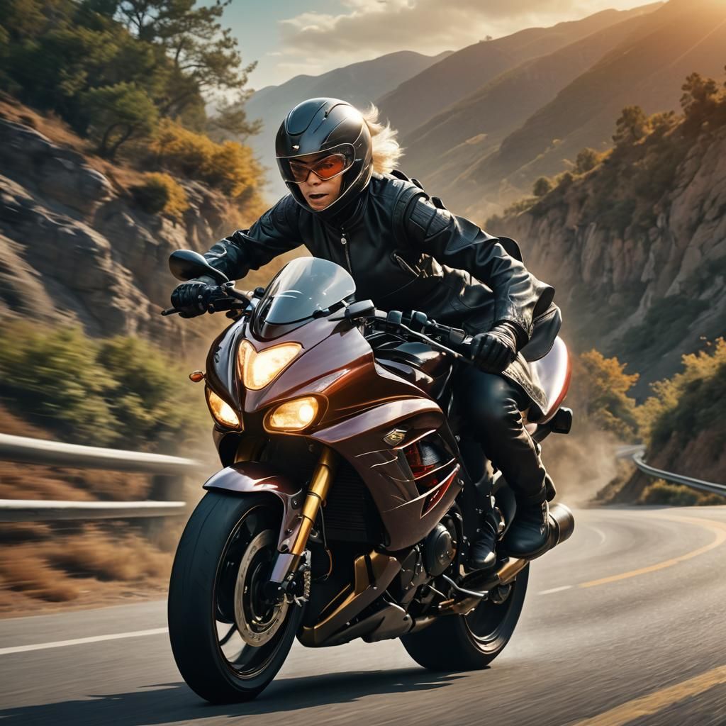 Old Lady Speeding on Hayabusa: Digital Concept Art