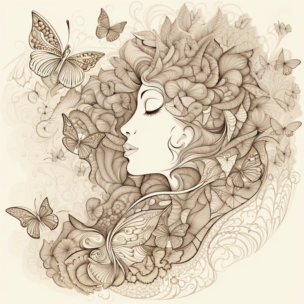 Romantic Embrace in Butterfly Flight: Abstract Vector Art