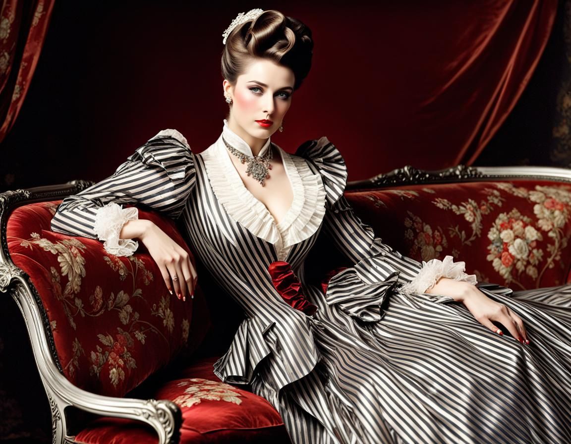 Elegant Bourgeoise in Silk Dress, Fantasy Art