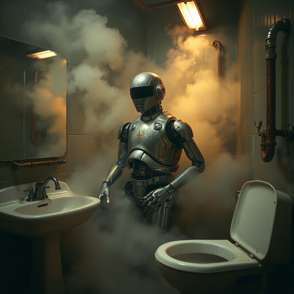 Androids in Abandoned Bathroom