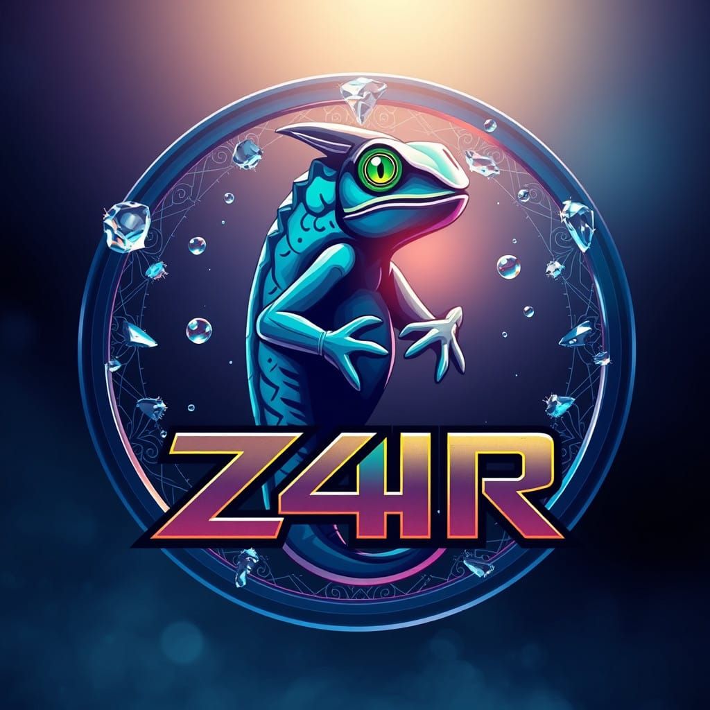 Majestic Chameleon Mascot in Cyberpunk Style