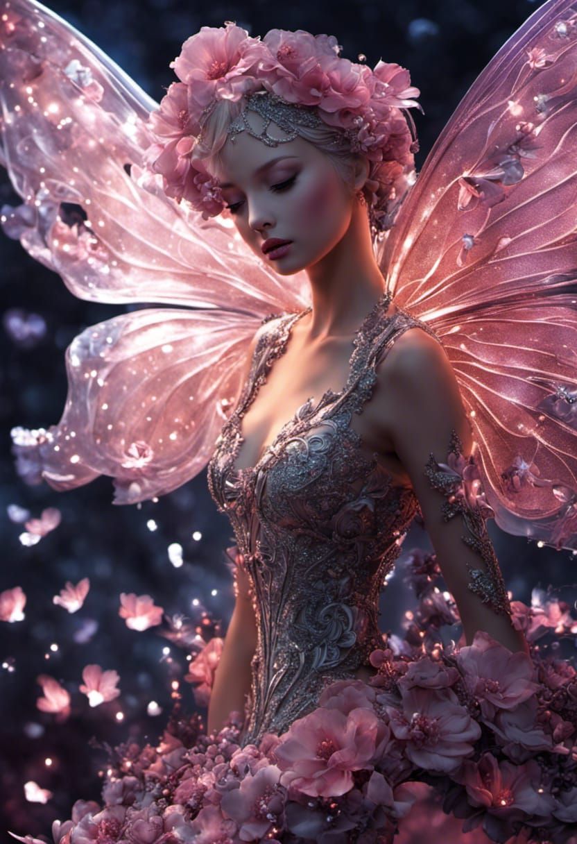 Glittering Fantasy Flower with Fairy Lights