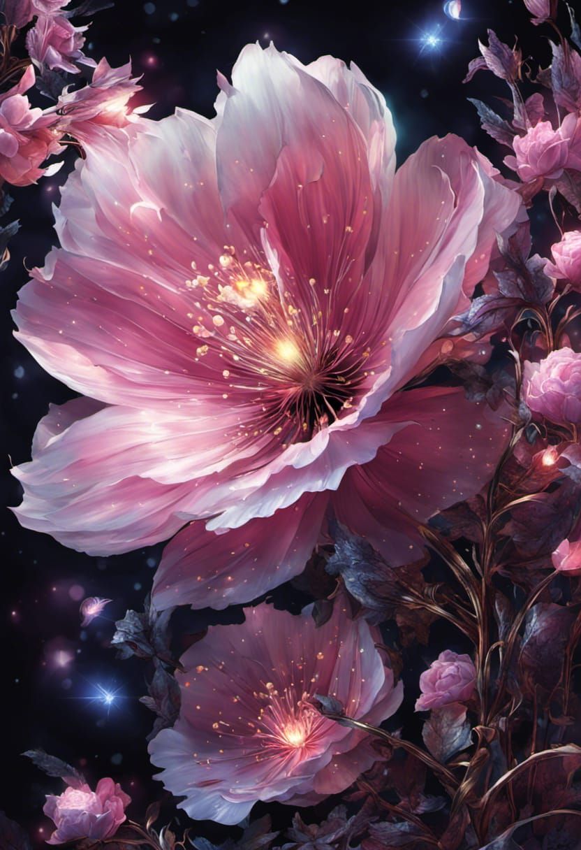 Gorgeous Glittering Flower with Fairy Lights