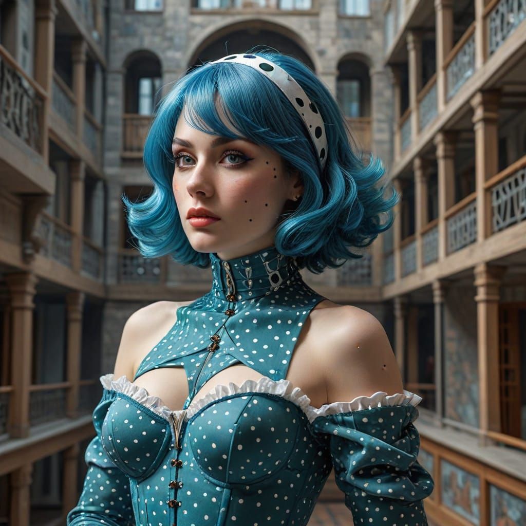 Androgynous Crossdresser in Polka Dots with Optical Illusion...