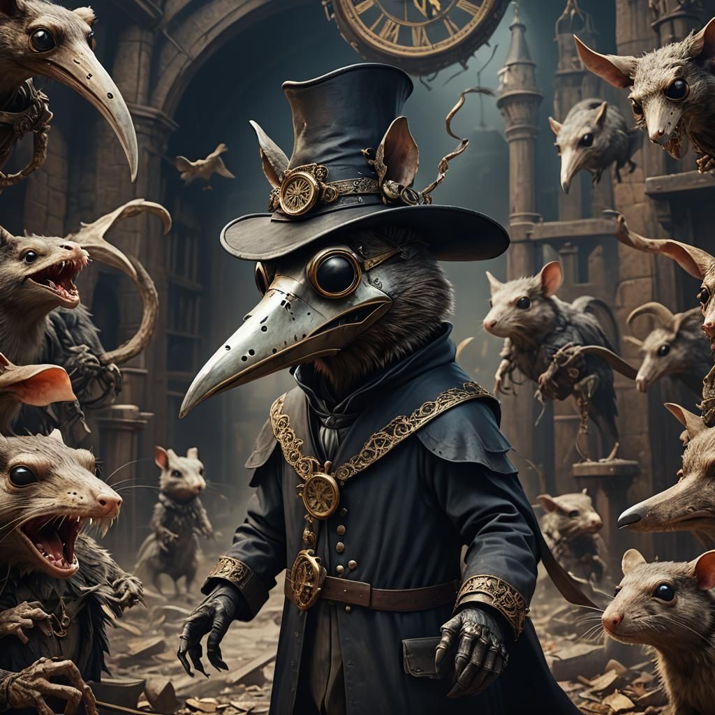 Plague Doctor Rodent in Detailed Matte Painting