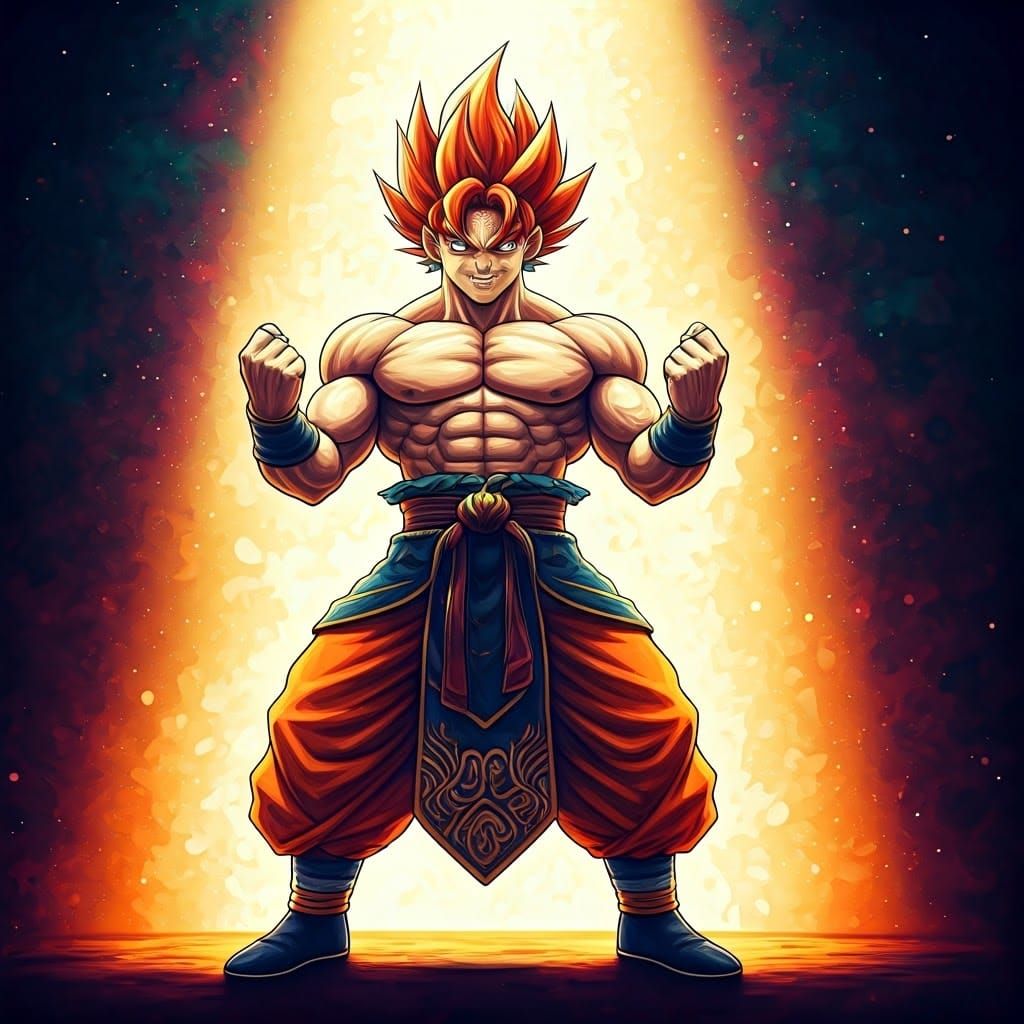 Ethereal Warrior in Cosmic Spotlight