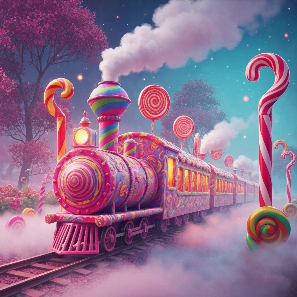 Psychedelic Candy Train in Whimsical Wonderland