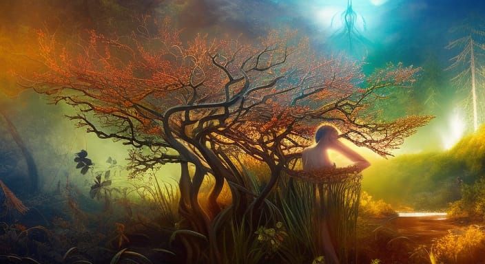 Detailed Energy Map of Human Form in Gouache