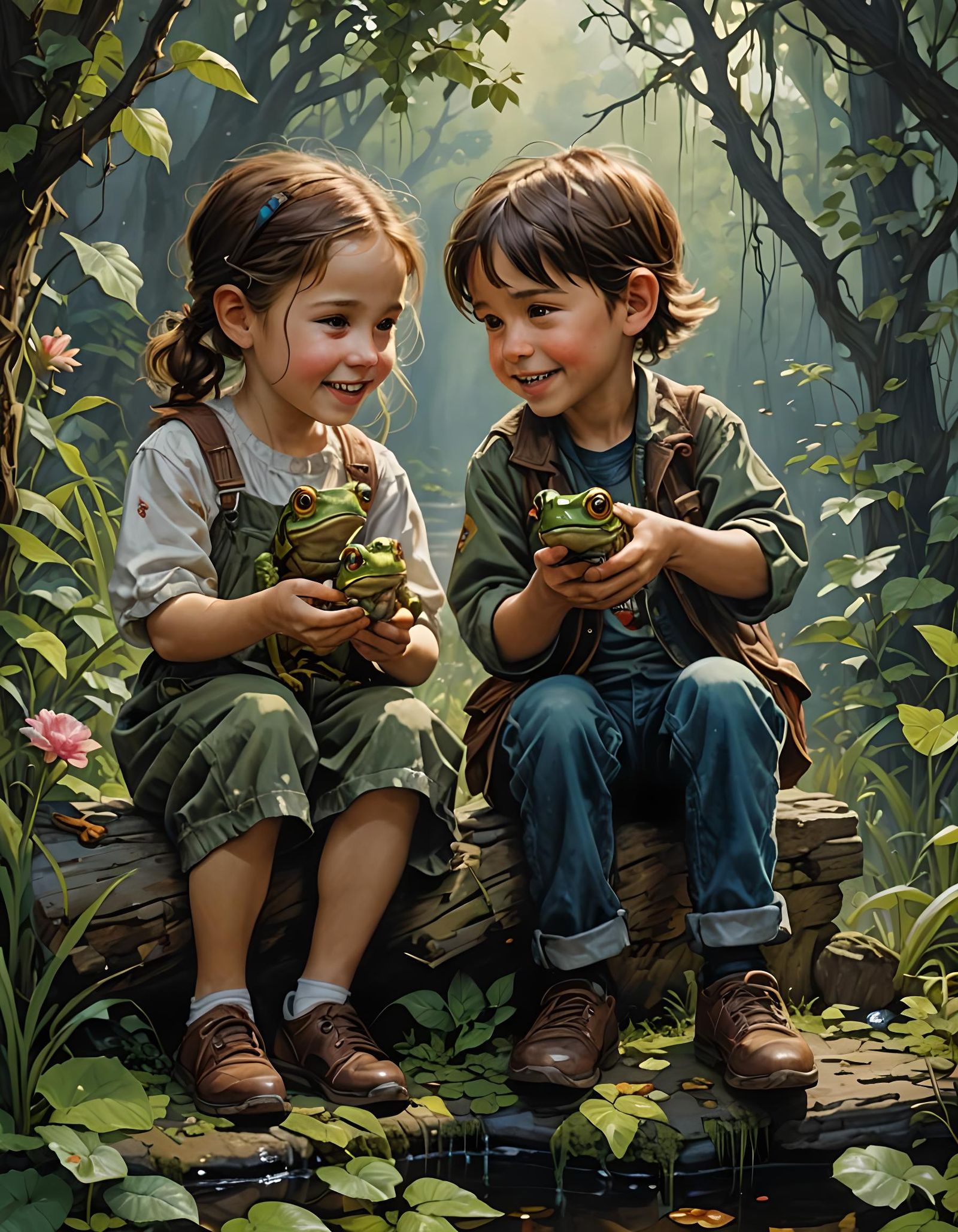 Sweet childhood memories; frog hunting with my brother.