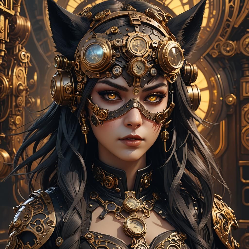 Gothic Steampunk Werewolf Portrait in 3D Anime Style