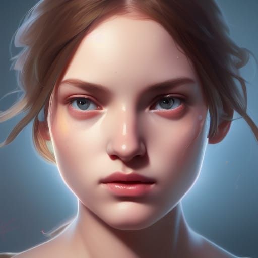 Detailed Portrait of Teenage Girl, Splash Art Style