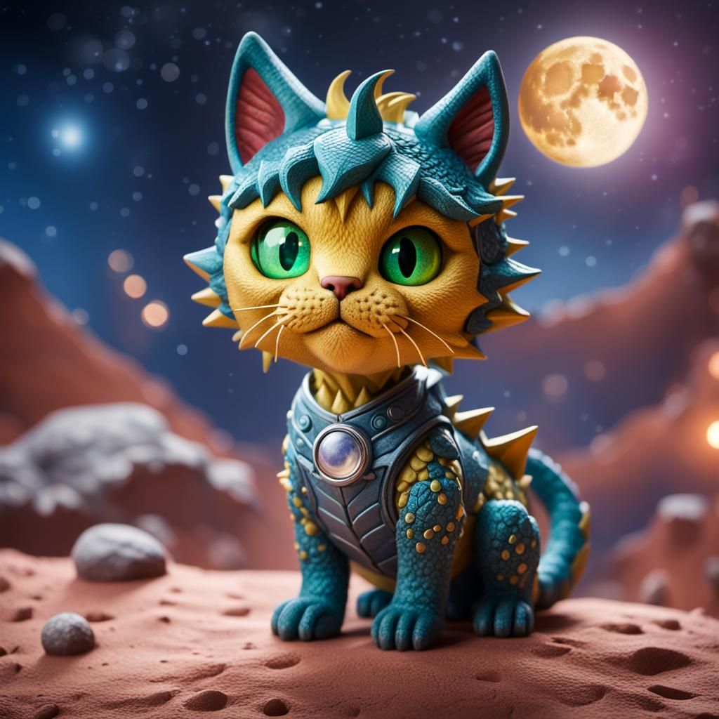 Cat-Dragon on the Moon