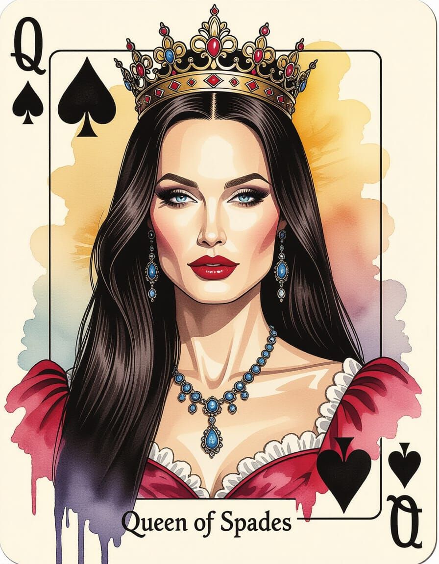 Angelina Jolie as Queen of Spades Volumetric Watercolor