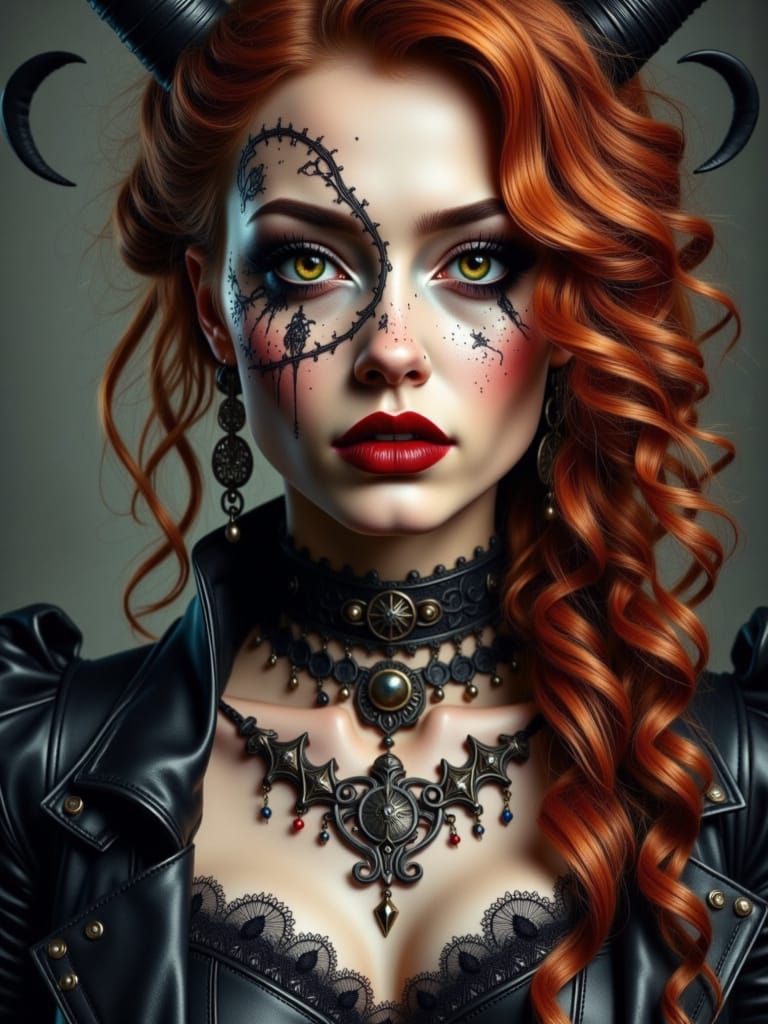 Medieval Half-Demon Sorceress Portrait