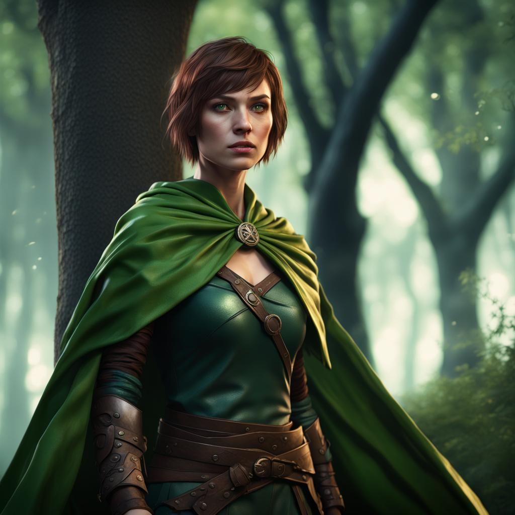 Fierce Young Warrior in a Dark Forest