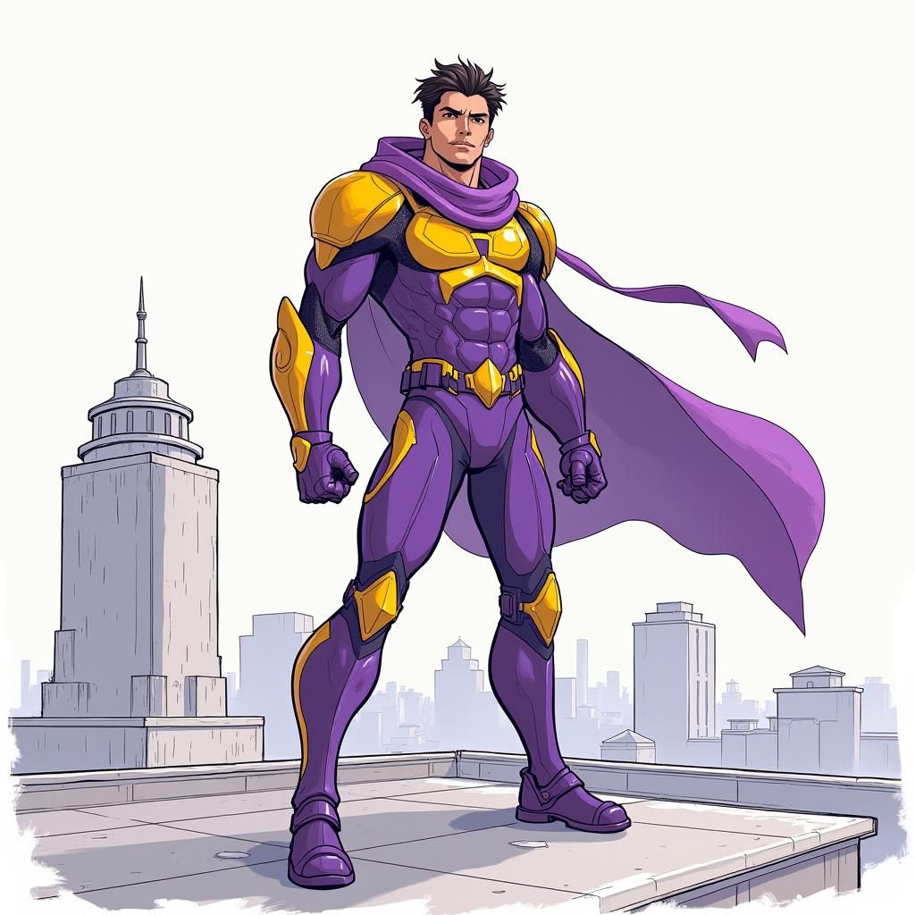 Superhero in Manga Style on Rooftop