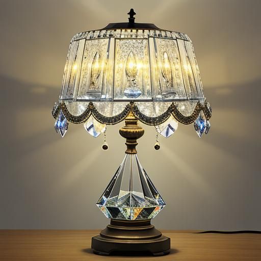 Hyperrealistic Cut Crystal Lamp in Sharp Focus