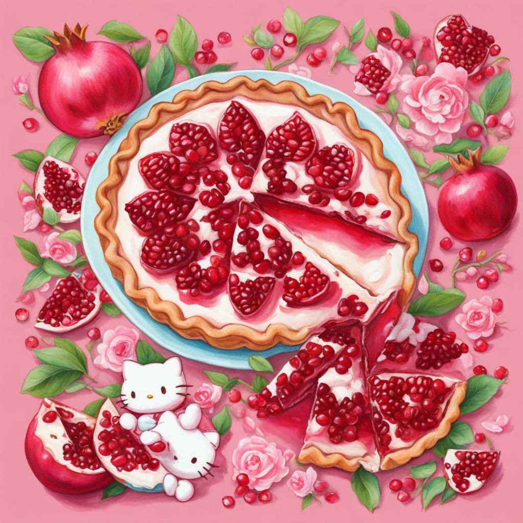Hello Kitty Pomegranate Pie Illustration
