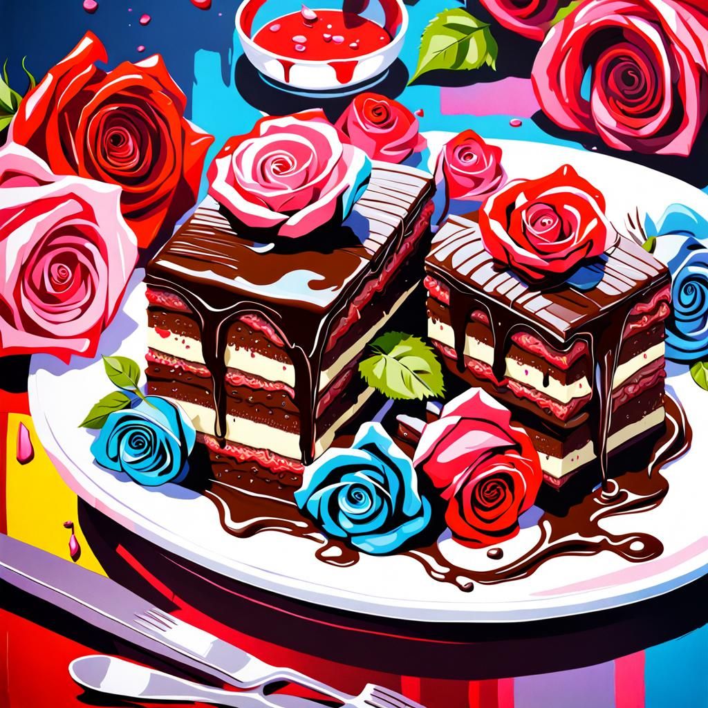 Romantic Dinner with Chocolate Roses in Polychromatic Style