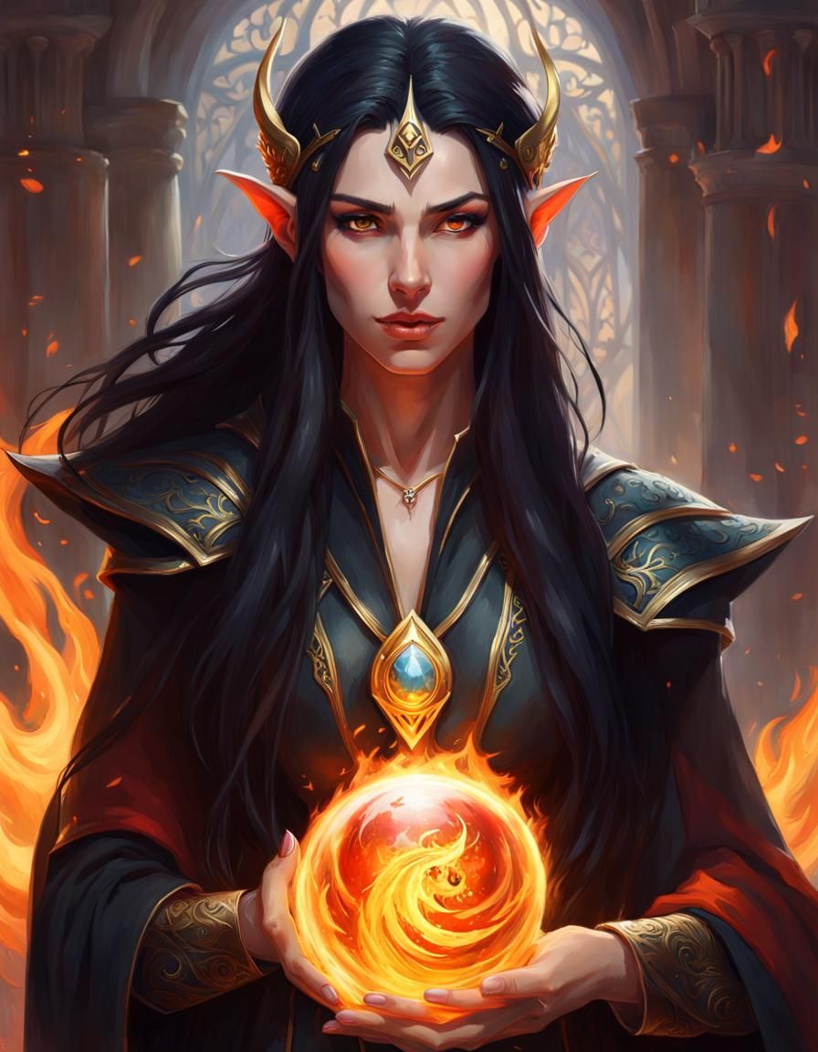 Ethereal Elf Mage Casting Fire Spell