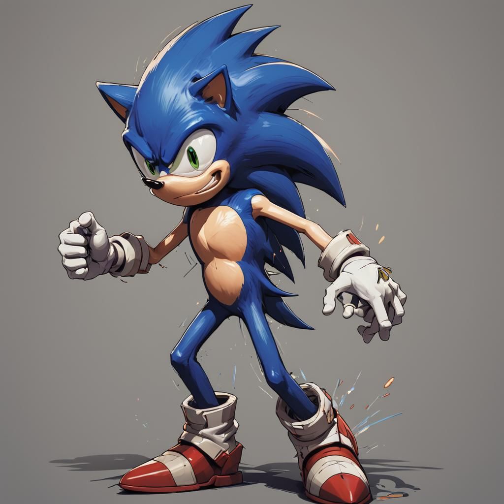 Manga-Style Sonic Illustration in Anime Style