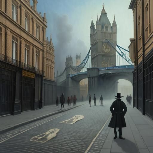 Misty London Street Melts in Surreal Oil Painting