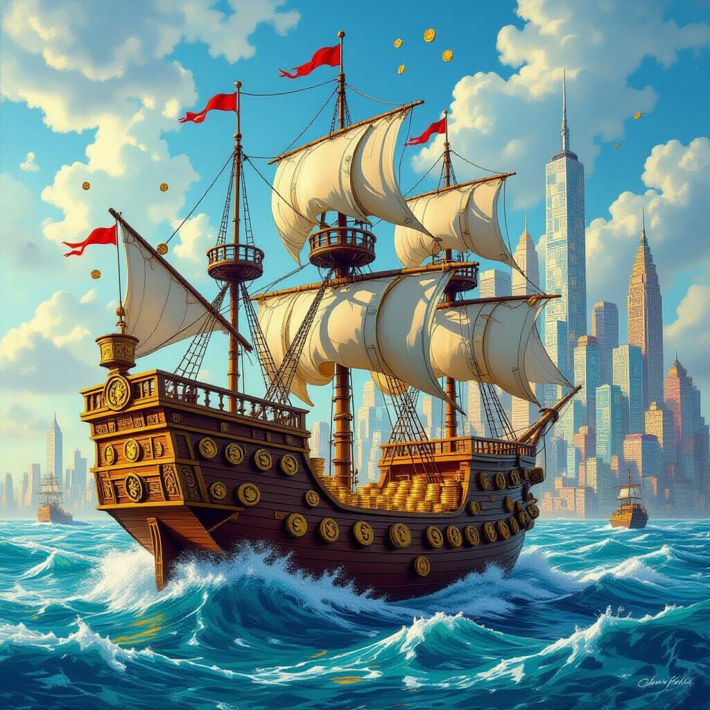 Golden Galleon Sailing on a Sea of Currency