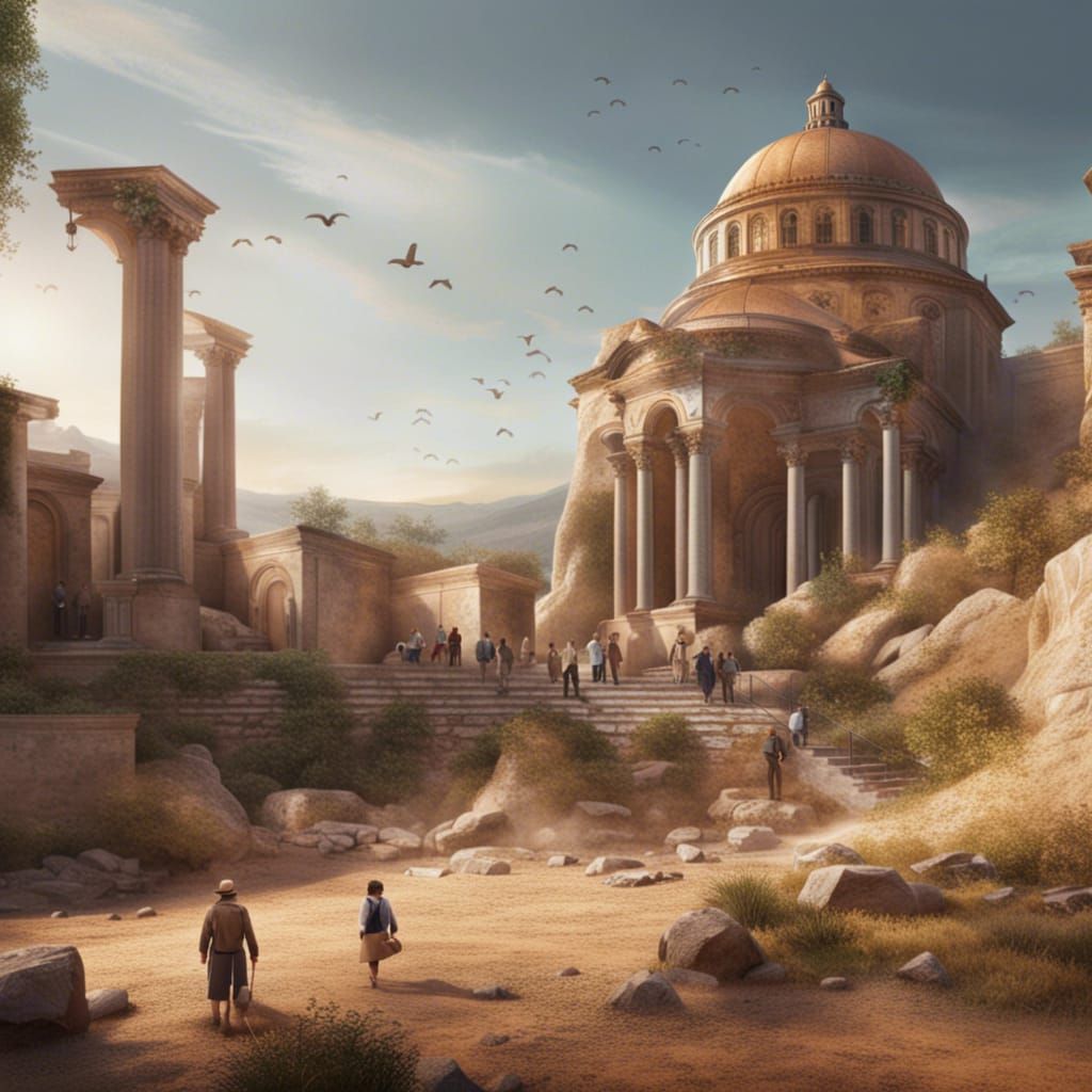 Schliemann's Troy Dig: Hyperdetailed Concept Art