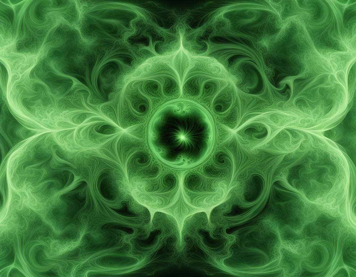 Arcane Symbols and Fractal Spell with Green Smoke
