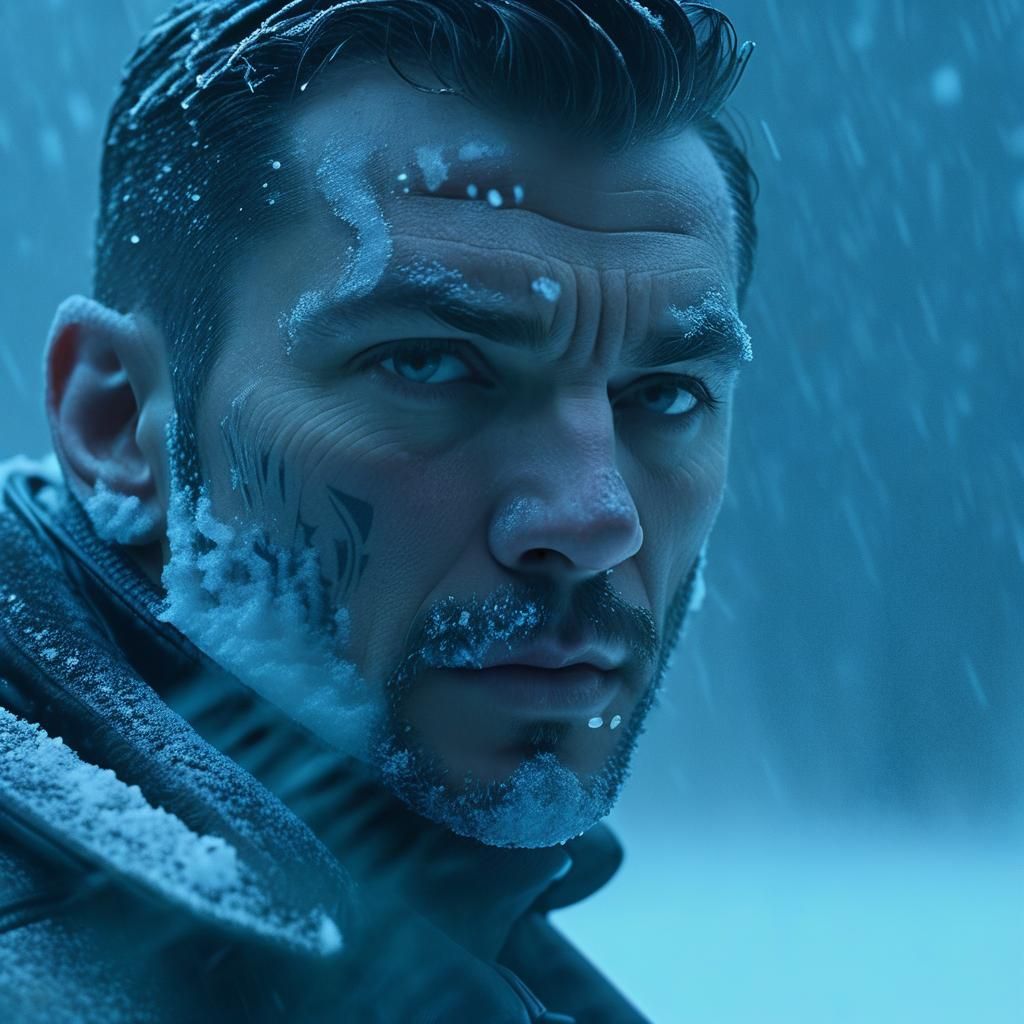 Secret Agent in Blizzard: Cinematic 8k Film Still