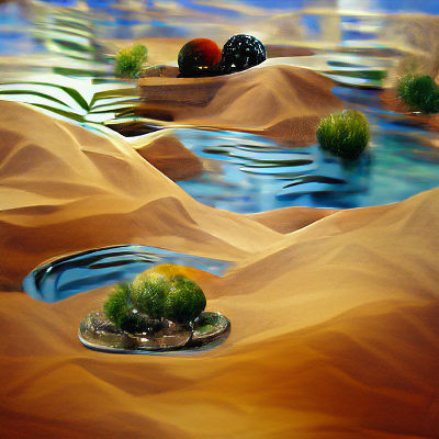 Hyperrealistic Desert Oasis Scene