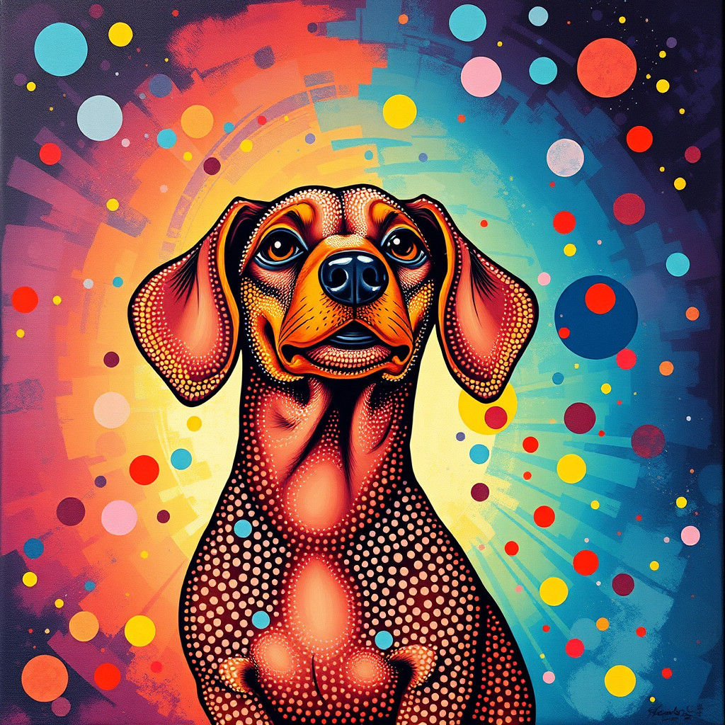 Dachshund Portrait in Dot Work Style