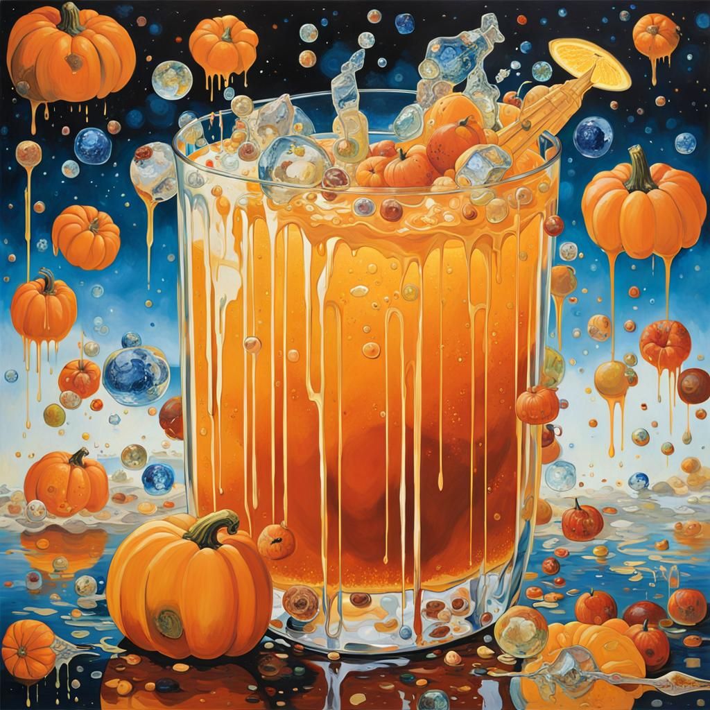 Refreshing Pumpkin Juice with Cosmic Ice Cubes