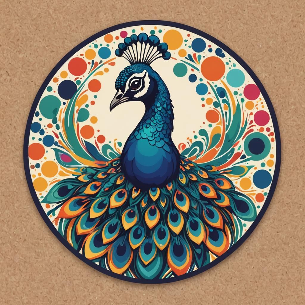 Peacock Logo Design with Colorful Abstract Shapes
