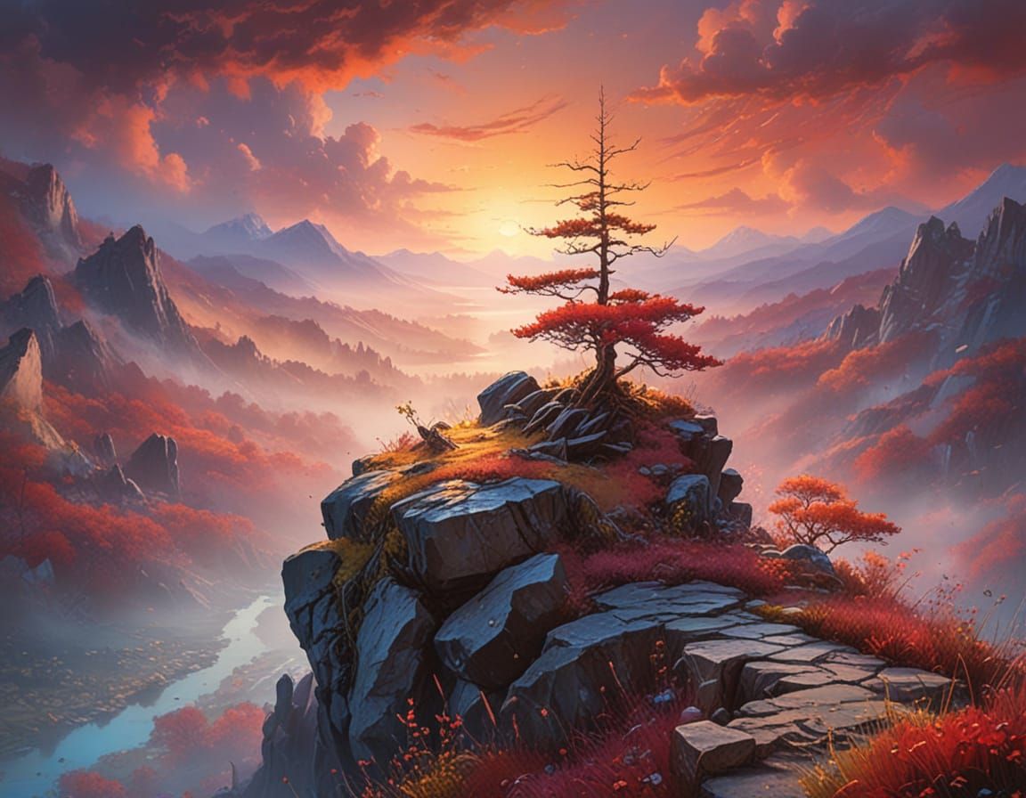 Ethereal Sunrise Valley Landscape